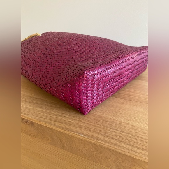 New Large Woven Pink Tote Bag - Picture 10 of 12